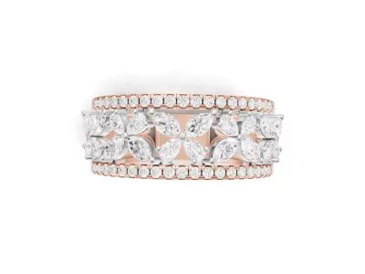 Engagement Band Butterfly Style Diamond With Marquise and Pear 3D print model