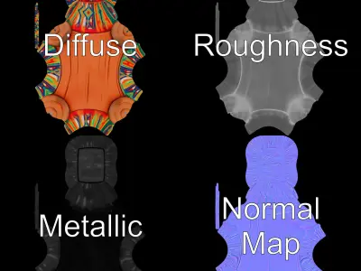 Colorful Ottoman Model Pack with PBR Textures Low-poly 3D model