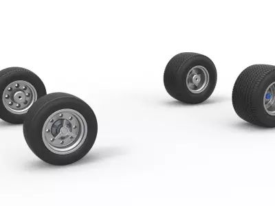 Wheel set of Northeast Dirt Modified stock car V5 Scale 1 to 25 3D print model