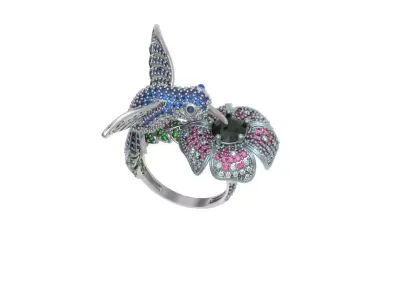 ring bird flower  Boucheron 3D print model