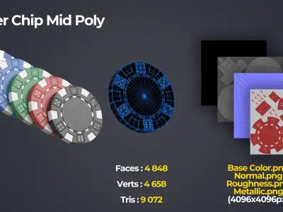 Poker Chips Low-poly 3D model