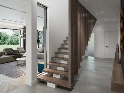 Living Room and Kitchen Scene for Cinema 4D and  Vray 6 ACES 3D model