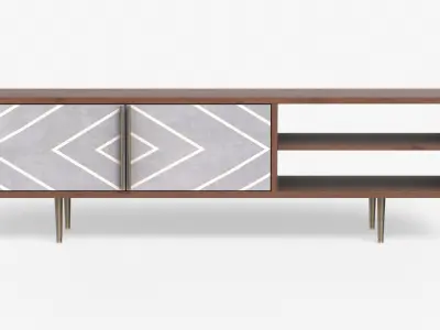 Toshi TV Stand in walnut wood Low-poly 3D model