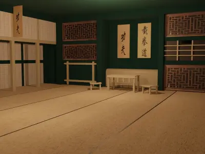 Kung-Fu Hall Low-poly 3D model