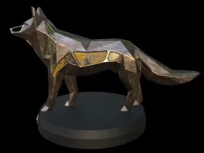 Steampunk Fox Pose Low-poly 3D model
