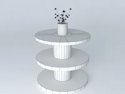 art wooden side table with flowers in it Free 3D model