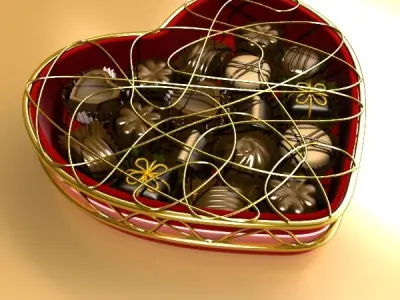 Chocolate Candy Pieces in Heart Box 3D model