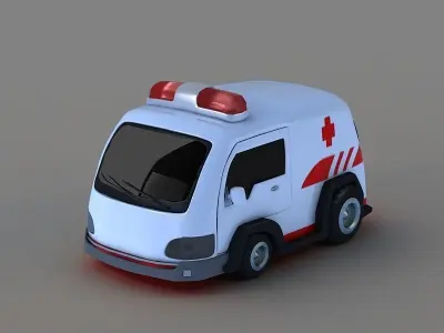 Cartoon ambulance q cartoon toy car 3D model