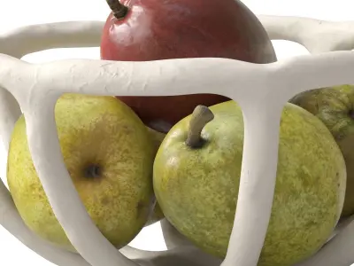 Nested bowl with pears and mango 3D model