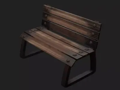 3D model of bench Free low-poly 3D model