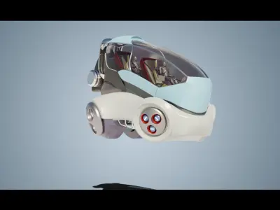 Simplistic Flying Vehicle 22 Low-poly 3D model