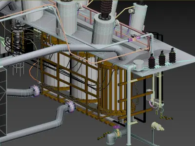 Ultra fine 220kV Electrical transformer Low-poly 3D model