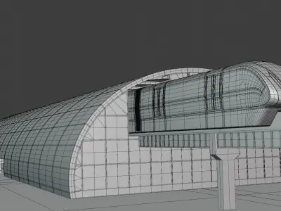 Monorail station with train 2024 IV 3D model