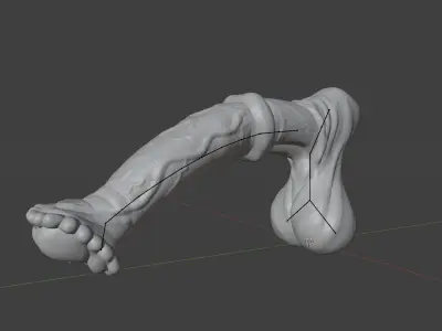 Horse Penis Albino Rigged Low-poly 3D model