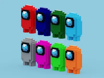 Voxel Among Us Low-poly 3D model