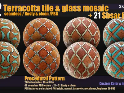 Terracotta tiles and glass mosaics Texture
