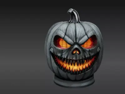 Jack-O-Lantern Pumpkin 3D Model Haunted Halloween Printable 3D print model