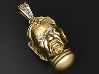 GOLDEN FACE PENDANT 3D PRINTABLE MODEL  3D print model