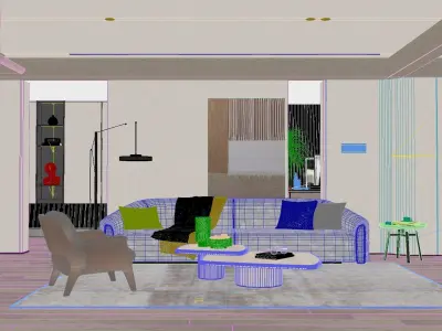 Modern Living Room Interior Scene 3D model