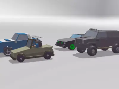 Cars Collection Lowpoly two vehicles in environment Low-poly 3D model
