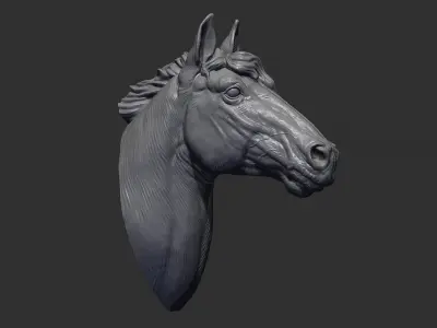 Horse with a mane 3D print model