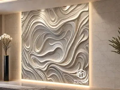 modern panel wall decor set wall relief mural CNC 133 3D model