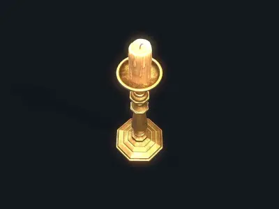 Brass Candlestick 2 Low-poly 3D model