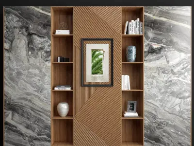 Wood and  Marble Shelf 2 3D model