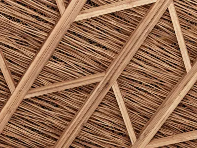 Ceiling diagonal wood  thin branch beam n5 3D model