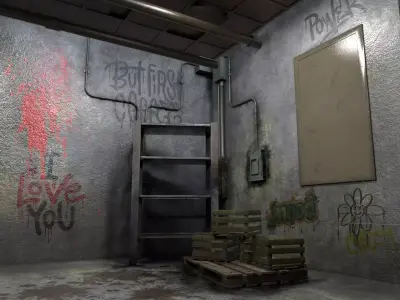 The old  Horror Room 3 Low-poly 3D model