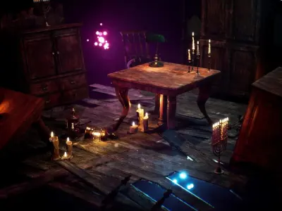 Antique Furniture Environment  35 Assets Low-poly 3D model