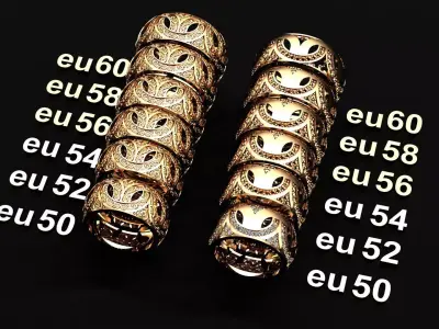 Luxury Braided Gold Wedding Ring Set His Hers EU 50-60 Free 3D print model