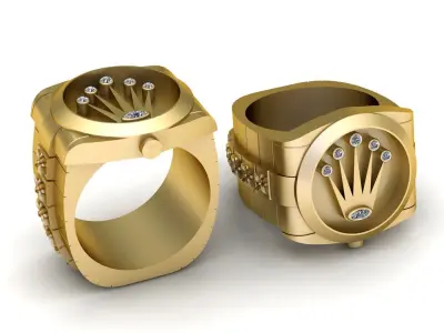 LUXURY ROLEX LOGO RING 3D PRINTABLE MODEL 3D print model