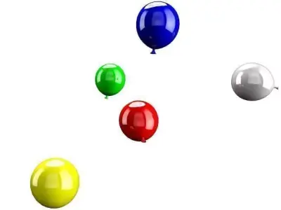 Balloon group of colored balloons flying in air Free 3D model