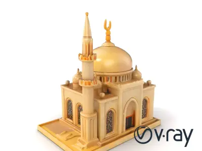 Stylized Mosque Crescent Dome Stone Texture model pack Low-poly 3D model