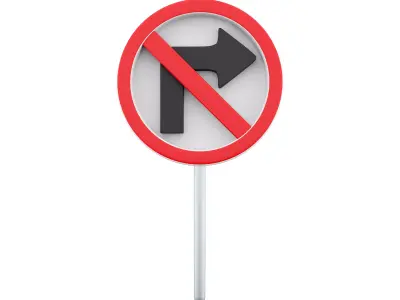 3d  Turn Right Traffic Road Sign  cartoon icon 3D model