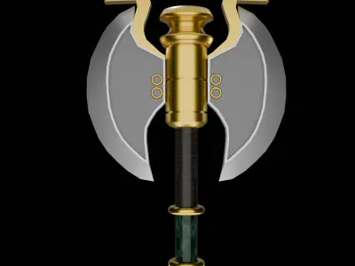Epic Fantasy Double Headed Battle Axe  PBR Game-Ready 3D Model Low-poly 3D model