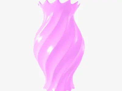 Vase porcelain pink 4 3D model