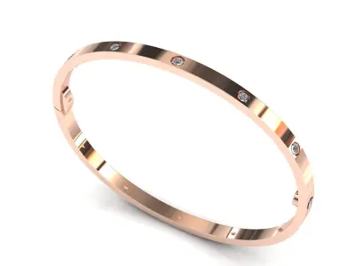 Love Small C Bracelet Diamonds or Screws 21 cm 3D print model