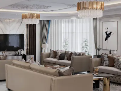 New classic interior Scene Low-poly 3D model