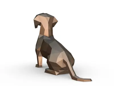 dachshund figure low poly 3D print model