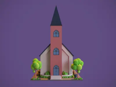 Church Low-poly 3D model 3