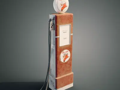 Old petrol pump Low-poly 3D model