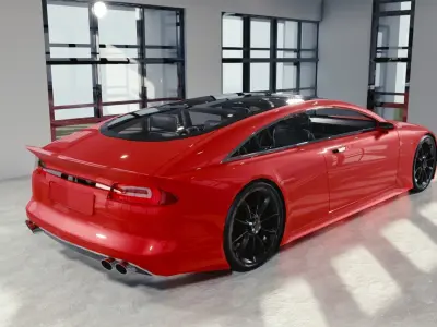 BLENDER EEVEE Brandless Extended Wheelbase 2 door coupe Low-poly 3D model