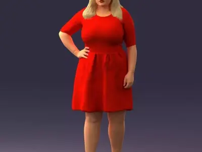 000299 Confident Woman in a Red Dress 1016 3dp 3D print model