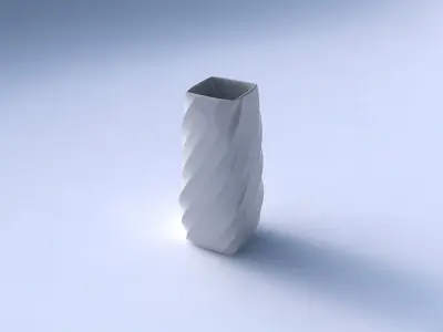 Vase rectanglev with twisted bands 3D print model