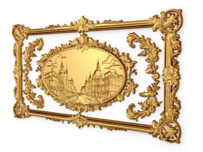 Plaster decorative frame ornament 10 3D model