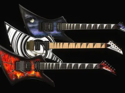Electric guitar Jackson Kelly 3 skins Low-poly 3D model