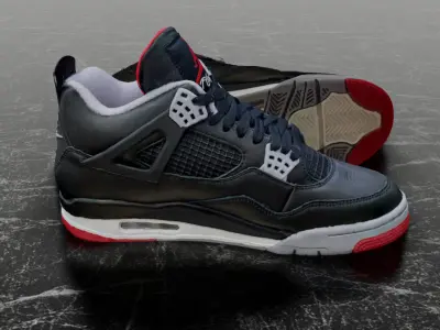 AIR JORDAN 4 BRED REIMAGINED 3D SHOES Low-poly 3D model