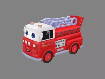 Cartoon toy fire truck Low-poly 3D model